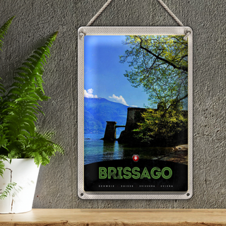 Blechschild Reise 20x30cm Brissago Schweiz Architektur Urlaub