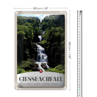 Blechschild Reise 20x30cm Giessbachfall Wasserfall Gebirge Natur