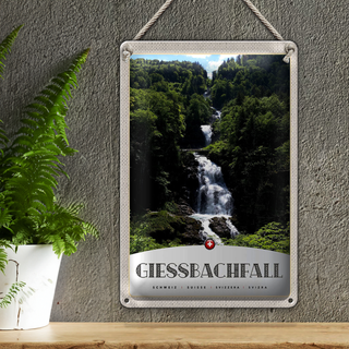 Blechschild Reise 20x30cm Giessbachfall Wasserfall Gebirge Natur