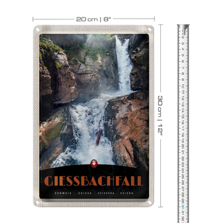 Blechschild Reise 20x30cm Giessbachfall Schweiz Wasserfall Natur