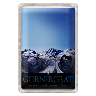 Blechschild Reise 20x30cm Gornergrat Schweiz Gebirge Winterzeit