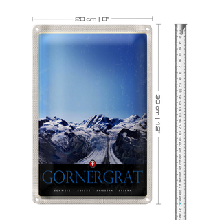 Blechschild Reise 20x30cm Gornergrat Schweiz Gebirge Winterzeit