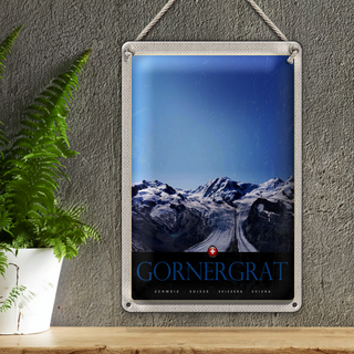 Blechschild Reise 20x30cm Gornergrat Schweiz Gebirge Winterzeit