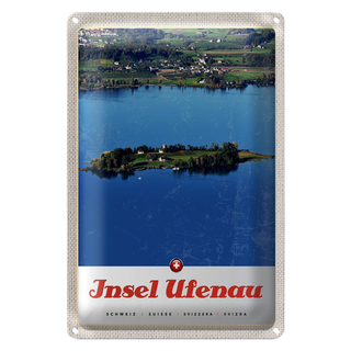 Blechschild Reise 20x30cm Insel Ufenau Schweiz Häuser Natur