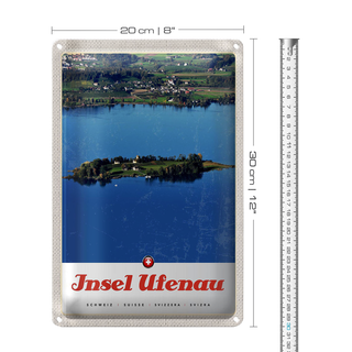Blechschild Reise 20x30cm Insel Ufenau Schweiz Häuser Natur
