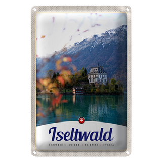 Blechschild Reise 20x30cm Iseltwald Schweiz Europa See Natur