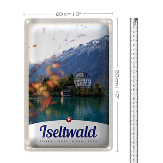 Blechschild Reise 20x30cm Iseltwald Schweiz Europa See Natur