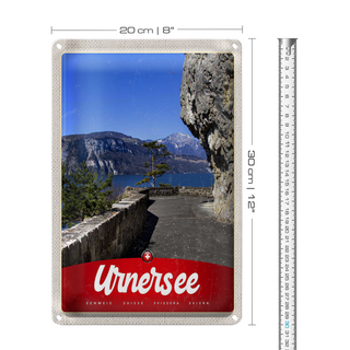 Blechschild Reise 20x30cm Urnersee Schweiz Europa Gebirge Urlaub