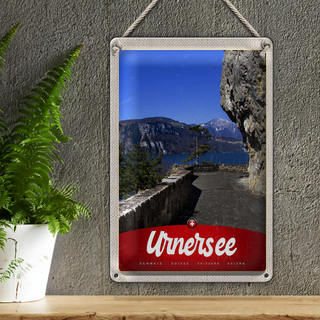 Blechschild Reise 20x30cm Urnersee Schweiz Europa Gebirge Urlaub