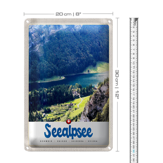 Blechschild Reise 20x30cm Seealpsee Schweiz Natur Wälder See
