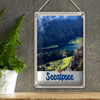 Blechschild Reise 20x30cm Seealpsee Schweiz Natur Wälder See