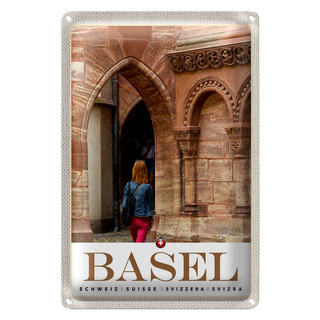 Blechschild Reise 20x30cm Basel Schweiz Stadttour Altstadt