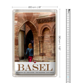 Blechschild Reise 20x30cm Basel Schweiz Stadttour Altstadt