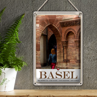 Blechschild Reise 20x30cm Basel Schweiz Stadttour Altstadt