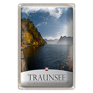Blechschild Reise 20x30cm Traunsee Österreich See Natur Urlaub