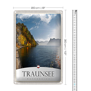 Blechschild Reise 20x30cm Traunsee Österreich See Natur Urlaub