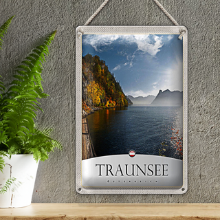Blechschild Reise 20x30cm Traunsee Österreich See Natur Urlaub
