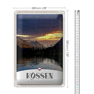 Blechschild Reise 20x30cm Kössen Österreich See Natur Gebirge