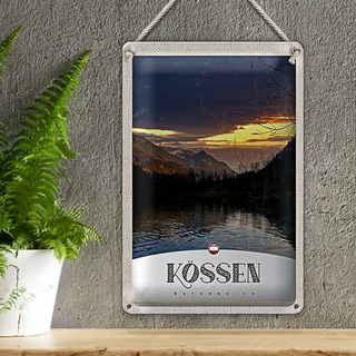Blechschild Reise 20x30cm Kössen Österreich See Natur Gebirge