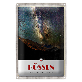Blechschild Reise 20x30cm Kössen Österreich Himmel Sterne Abend