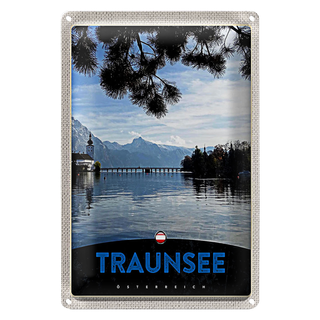 Blechschild Reise 20x30cm Traunsee Österreich  Natur Gebirge
