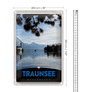 Blechschild Reise 20x30cm Traunsee Österreich  Natur Gebirge