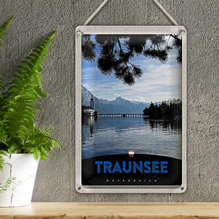 Blechschild Reise 20x30cm Traunsee Österreich  Natur Gebirge