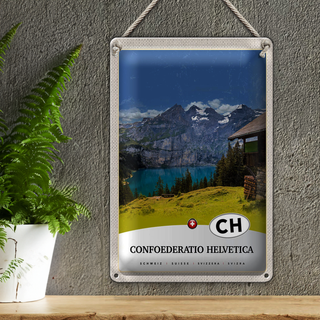 Blechschild Reise 20x30cm Confoederatio Helvetica Urlaub Natur