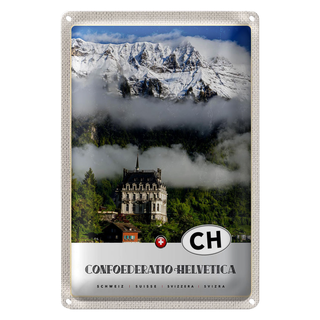Blechschild Reise 20x30cm Confoederatio Helvetica Schloss Natur
