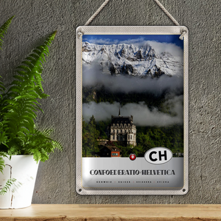 Blechschild Reise 20x30cm Confoederatio Helvetica Schloss Natur
