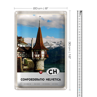 Blechschild Reise 20x30cm Confoederatio Helvetica Kirche
