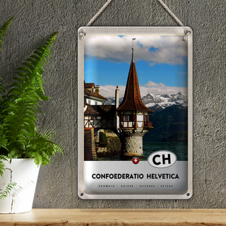 Blechschild Reise 20x30cm Confoederatio Helvetica Kirche