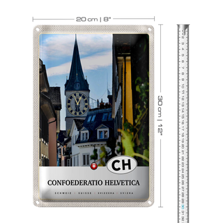 Blechschild Reise 20x30cm Confoederatio Helvetica Stadt Urlaub