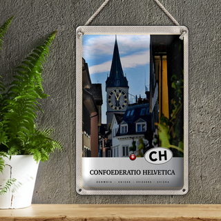 Blechschild Reise 20x30cm Confoederatio Helvetica Stadt Urlaub