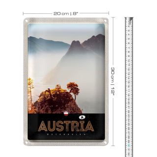 Blechschild Reise 20x30cm Österreich Natur Gebirge Wald Urlaub