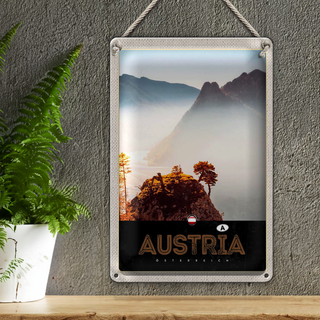 Blechschild Reise 20x30cm Österreich Natur Gebirge Wald Urlaub