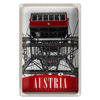 Blechschild Reise 20x30cm Österreich Gondeln rot Aussicht Urlaub