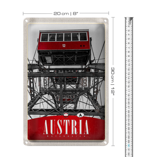 Blechschild Reise 20x30cm Österreich Gondeln rot Aussicht Urlaub
