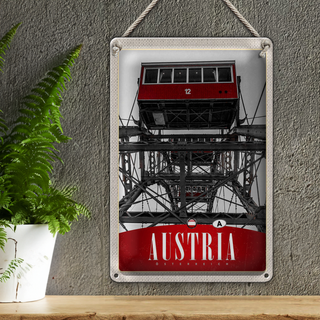 Blechschild Reise 20x30cm Österreich Gondeln rot Aussicht Urlaub