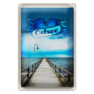 Blechschild Reise 20x30cm Ostsee Herz Deutschland Urlaub Gehweg