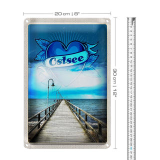 Blechschild Reise 20x30cm Ostsee Herz Deutschland Urlaub Gehweg