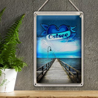 Blechschild Reise 20x30cm Ostsee Herz Deutschland Urlaub Gehweg