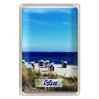 Blechschild Reise 20x30cm Ostsee Strand Ebbe und Flut