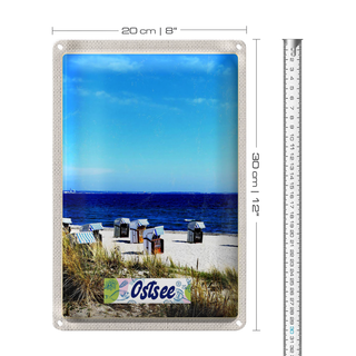 Blechschild Reise 20x30cm Ostsee Strand Ebbe und Flut