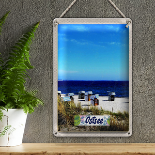 Blechschild Reise 20x30cm Ostsee Strand Ebbe und Flut