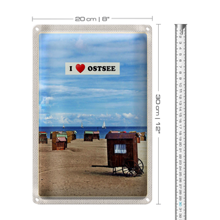 Blechschild Reise 20x30cm Ostsee Strand Küste Sand
