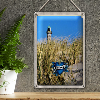 Blechschild Reise 20x30cm Ostsee Strand Sand Leuchtturm Urlaub