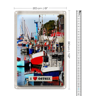 Blechschild Reise 20x30cm Ostsee Meer Natur Boote Bootstour