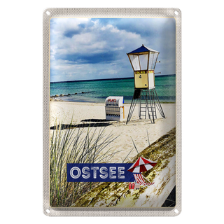 Blechschild Reise 20x30cm Ostsee Strand Rettungsschwimmer Urlaub