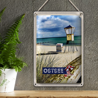 Blechschild Reise 20x30cm Ostsee Strand Rettungsschwimmer Urlaub